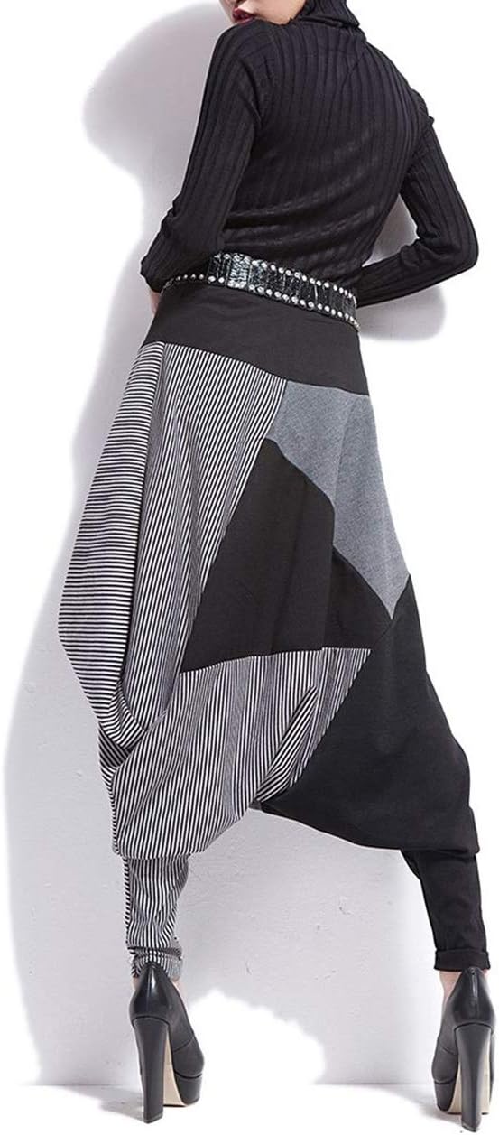 ellazhu Womens Baggy Elastic Waist Drop Crotch Harem Pants GY259 Grey - Image 3