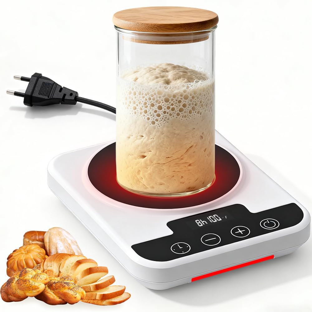 Chauffe-levain, contrôle précis de la température 1 °C (21-38 °C), tapis chauffant avec minuterie de 12 heures et fonction mémoire, chauffage au levain, idéal pour la cuisson du pain et
