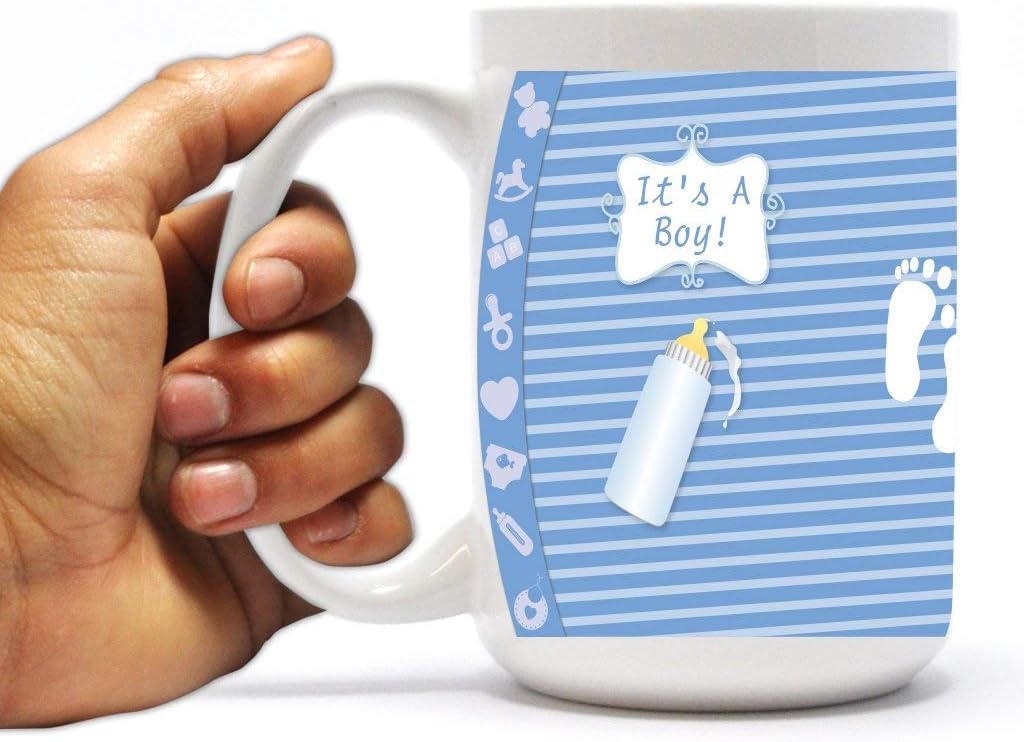 VictoryStore Ceramic Mugs - Its A Boy Coffee Mug 15oz (Stripes)