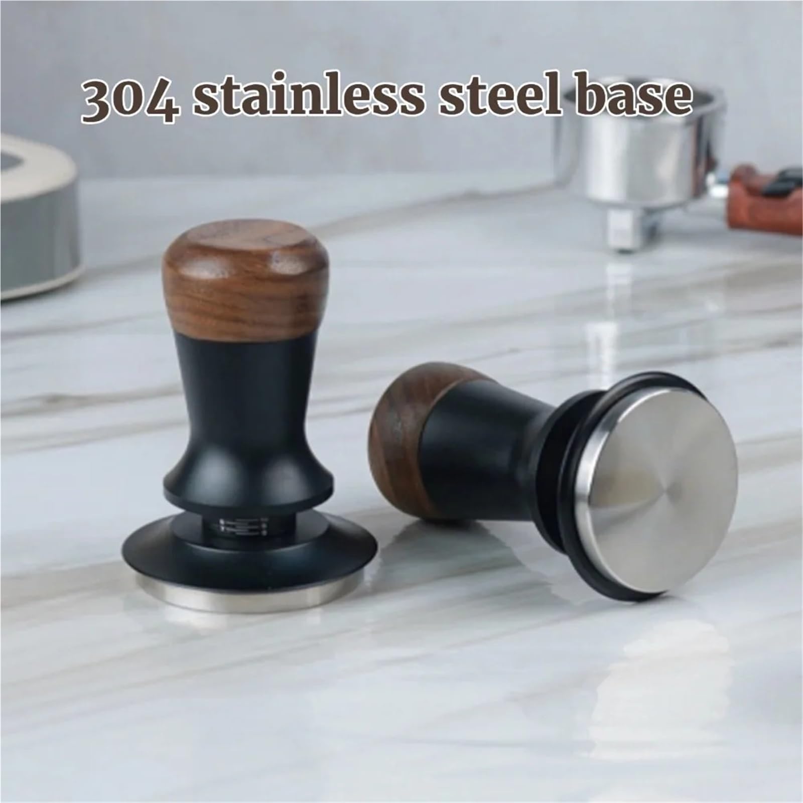 Pressino for Caffè In Legno Di Noce Da 51/53/58 Mm Accessorio for Barista A Pressione Costante for Tutti Gli Usi(Flat 51mm)