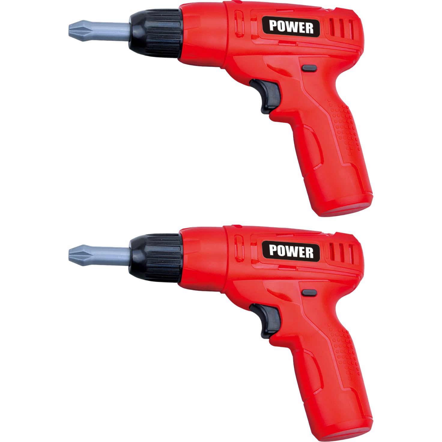 PowerTRC Kids Power Tools Mini Toy Drill Set with 3 Interchangeable Drill Bits Sound and Motion | Pretend Play | Kids Tools (2 Packs)