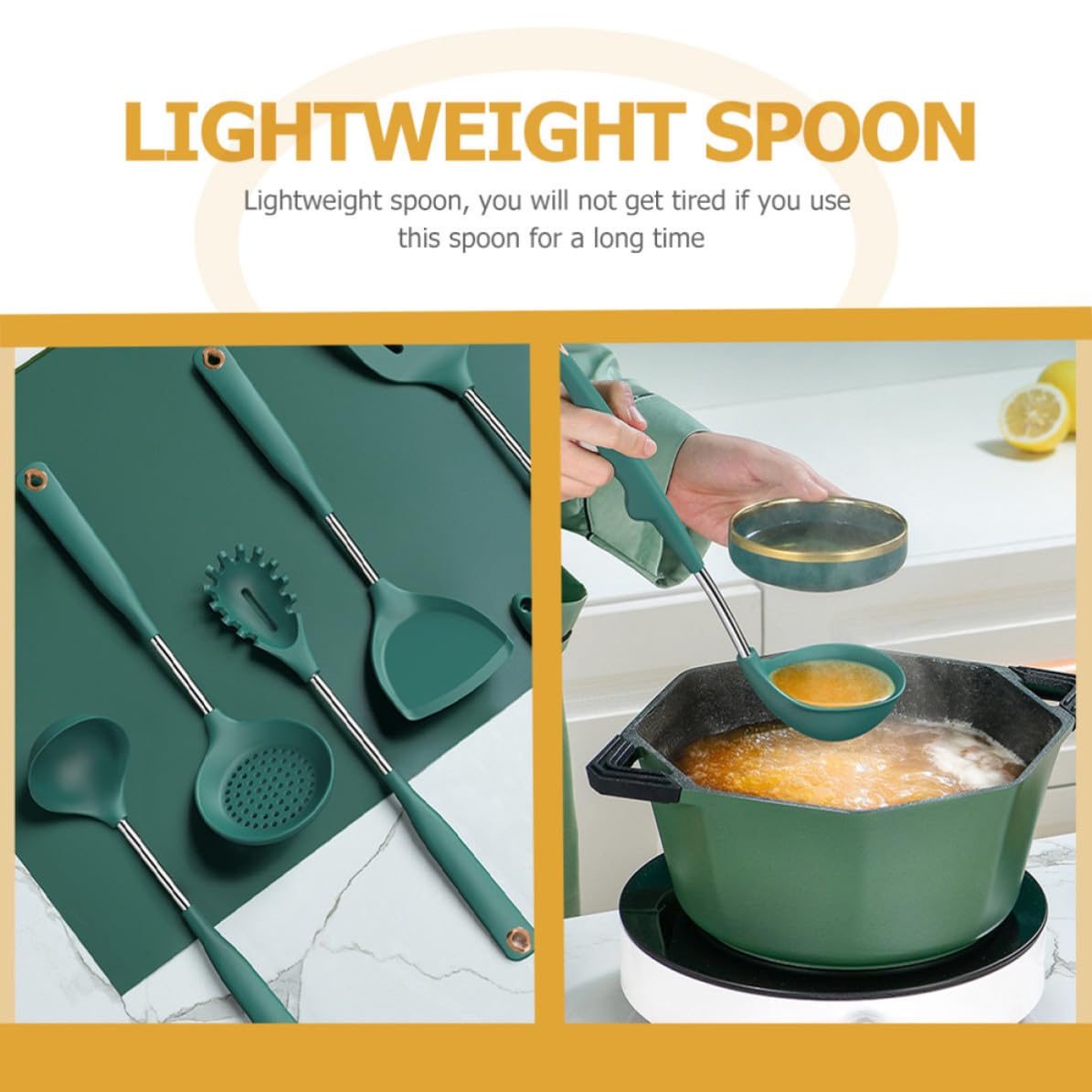 Operitacx 5 Pièces Silicone Louche à Soupe à Long Manche Antiadhésive