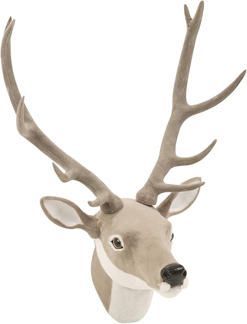 Easygift Products Wall Mounted Reindeer Head Christmas Decoration Stag Ornament Trophy (Grey Reindeer-Fur [Small])