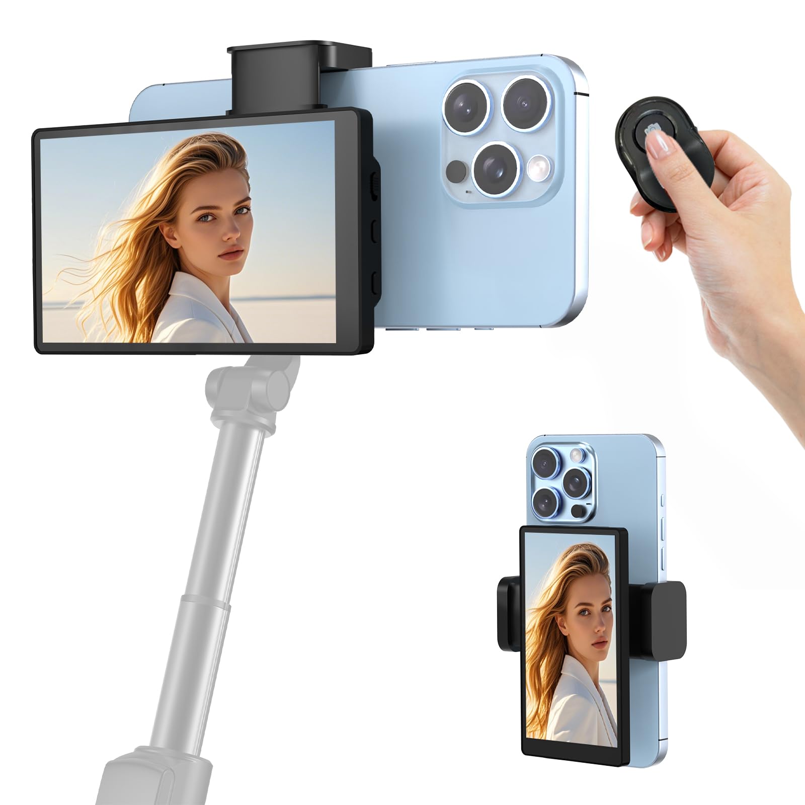 APEKX 5 inch vlog selfie-monitor scherm met magnetische clipbevestiging, lage latentie, eenvoudige kabelverbinding, perfect voor live streaming op TikTok, YouTube - compatibel met iPhone en Android APEKX 5 inch vlog selfie-monitor scherm met magnetische clipbevestiging, lage latentie, eenvoudige kabelverbinding, perfect voor live streaming op TikTok, YouTube - compatibel met iPhone en Android