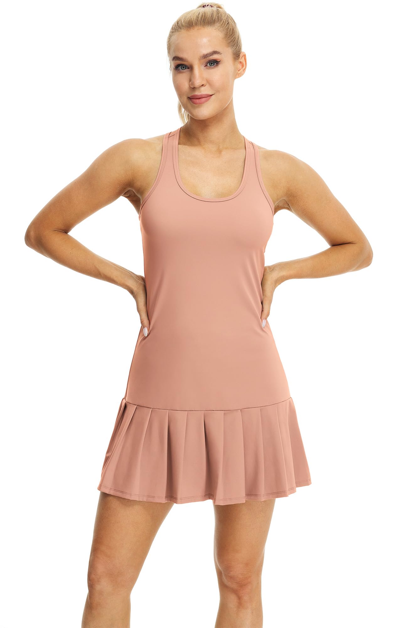 icyzone Vestido de Tenis para Mujer con Pantalones Cortos Racerback para Deporte, Golf