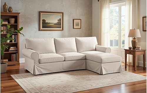 Miniatura 27 de La funda de sofá de repuesto es compatible con el sofá IKEA de tres plazas o el sofá Ektorp de 3 plazas. Solo funda. Funda Ektorp (poliéster Beige