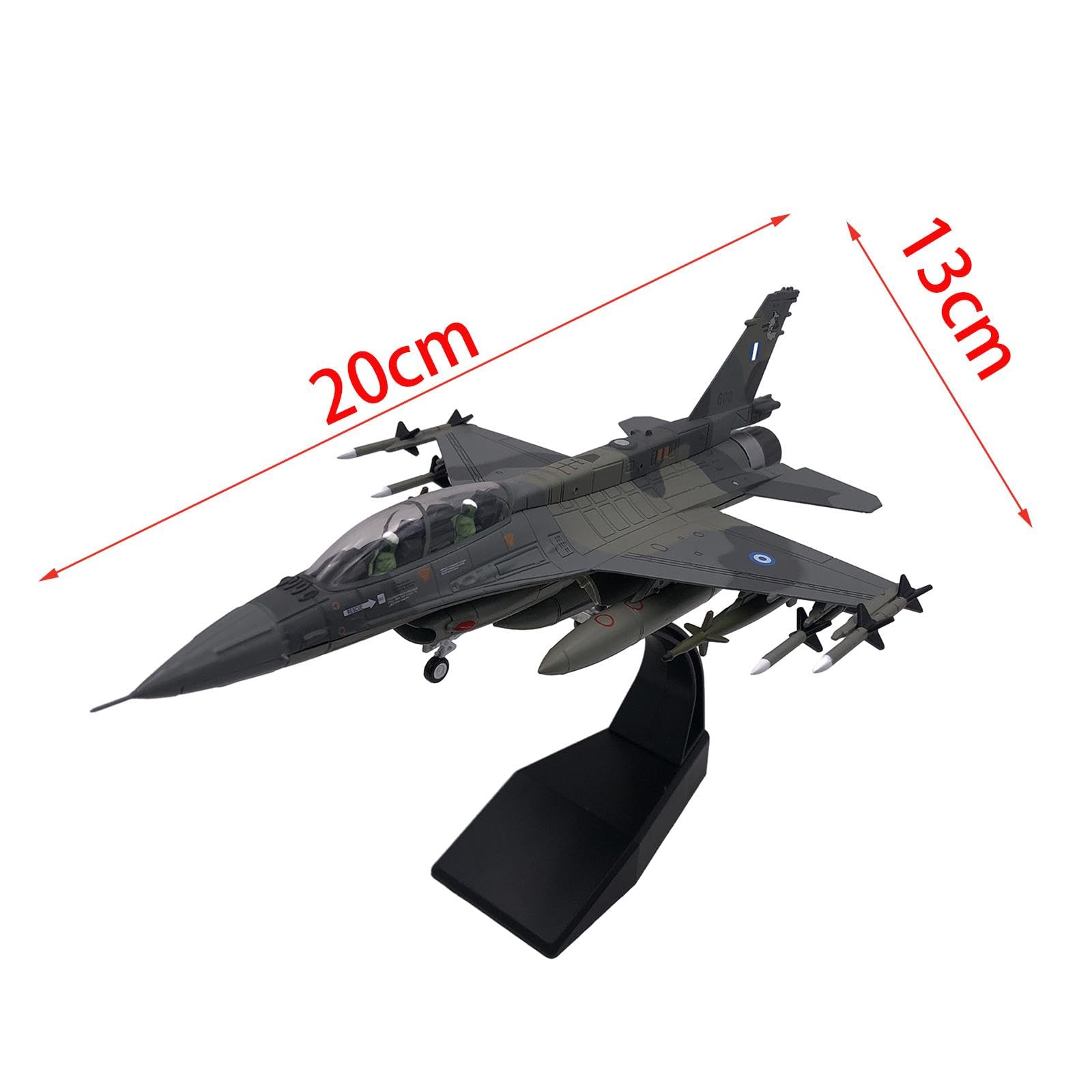 Diecast Avión Modelo F16 Avión de Jet de Colección Juguete de Aleación con Soporte Diseño Retro Adecuado para Regalos Decoración del Hogar
