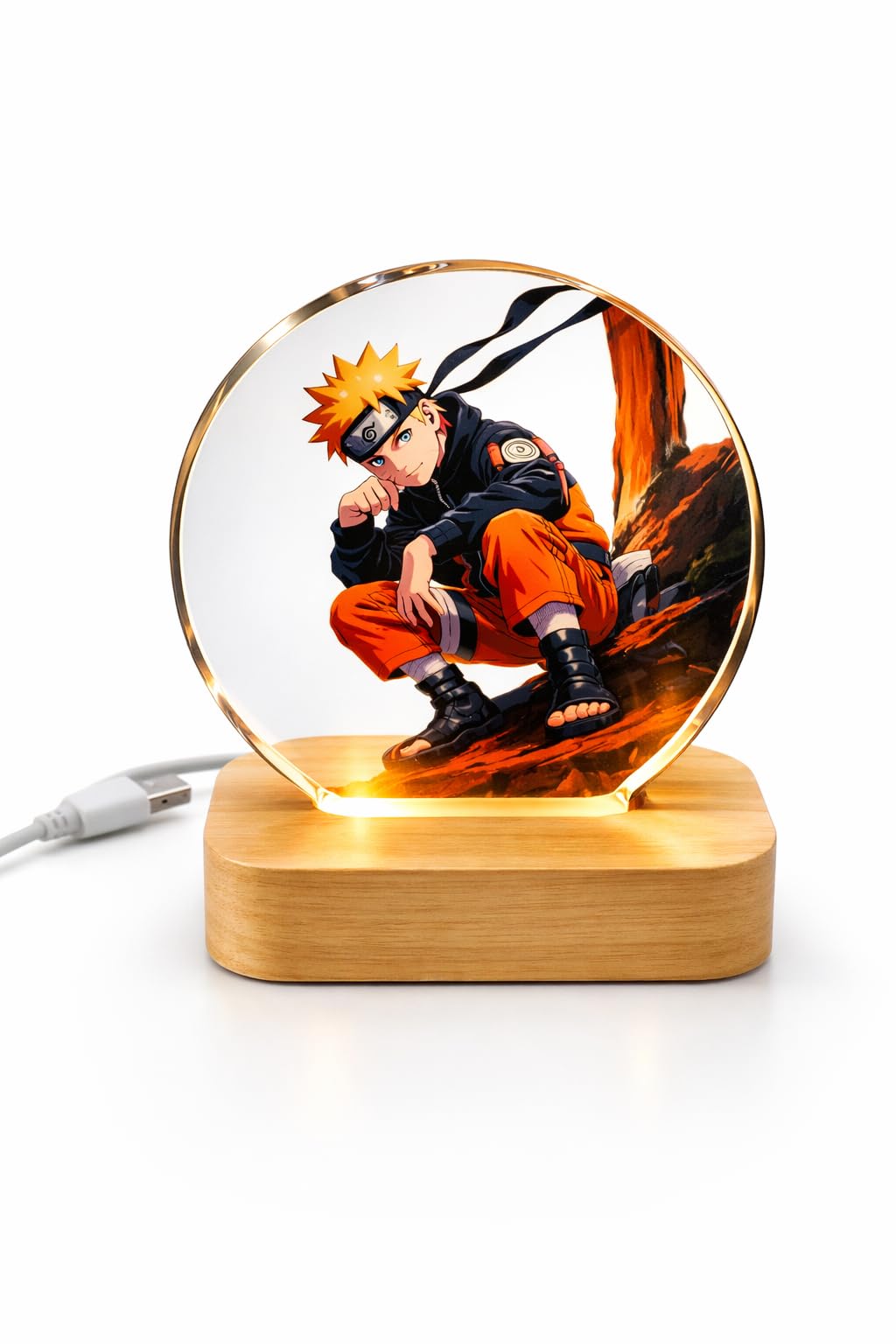 Anime Character LED Night Lamp, Crystal Acrylic 3D Illusion Decorative Table Light, USB Powered