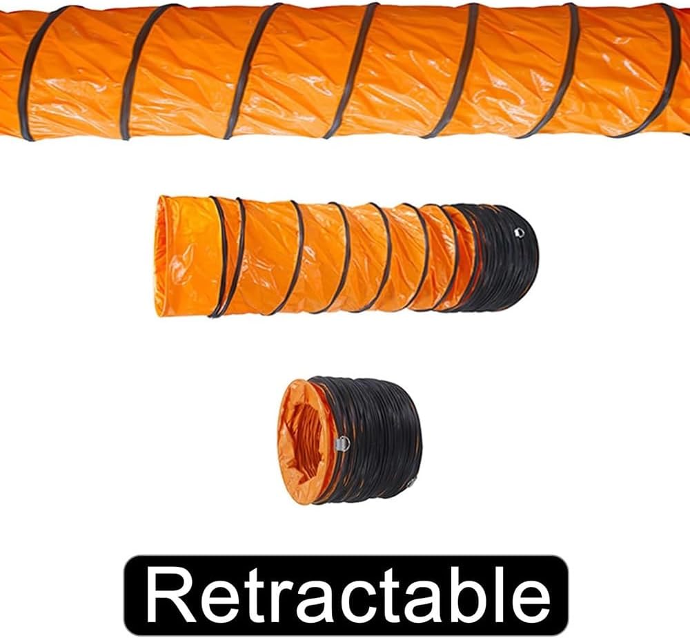 8in 10in 12in Ducting Hose PVC Flexible Duct Hosing with Adjustable Rope Flame Retardant HVAC Ducting for Ventilation Heating Exhaust(Orange,2m-20in)