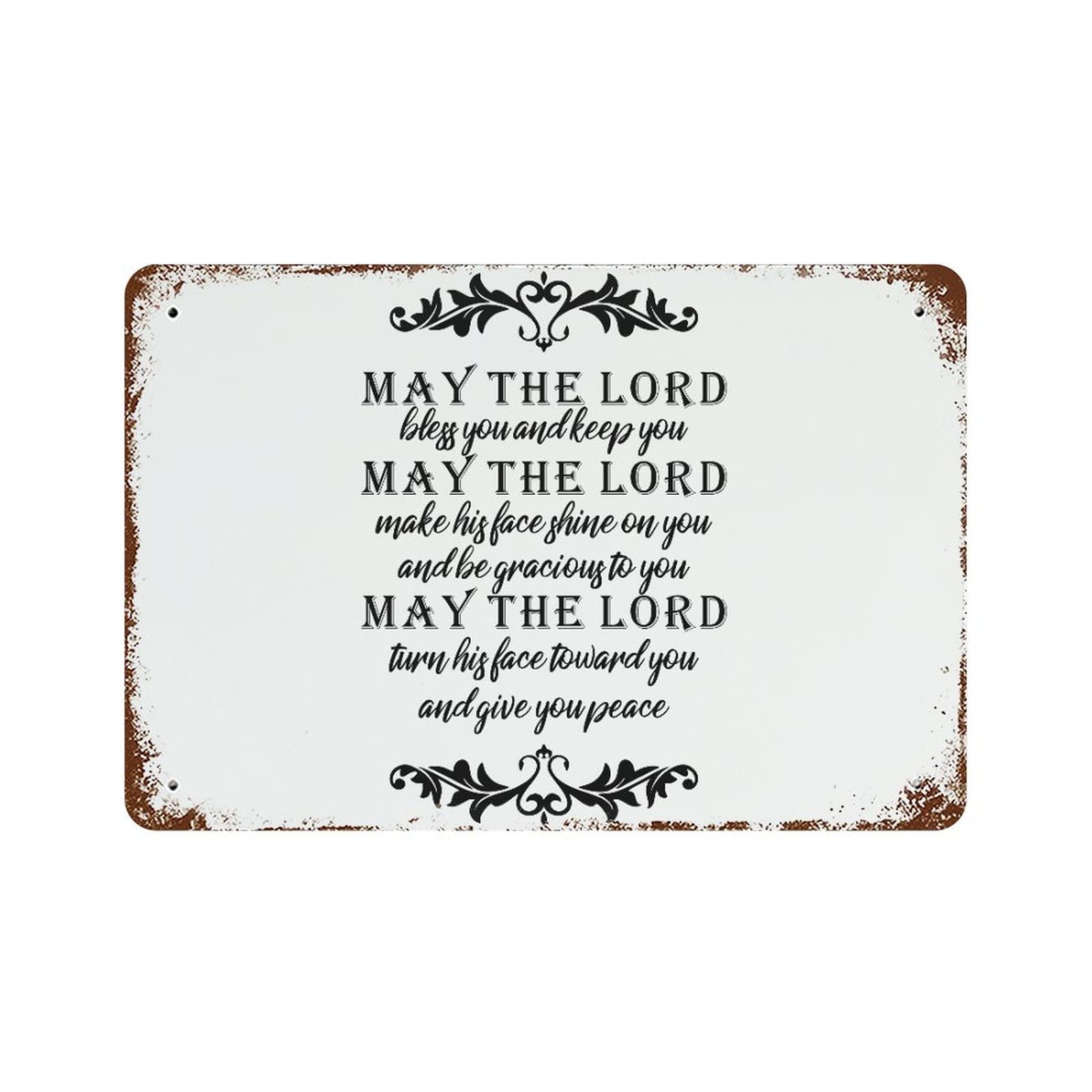 Panneau aluminium May The Lord Bless You plaque vintage décoration murale homme cave pub