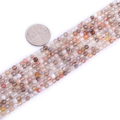 Miniatura 3 de JOE FOREMAN Cuentas de ágata de Botswana para hacer joyas, piedras preciosas naturales, semipreciosas, 0.118 in, redondas, facetadas de 15 pulgadas