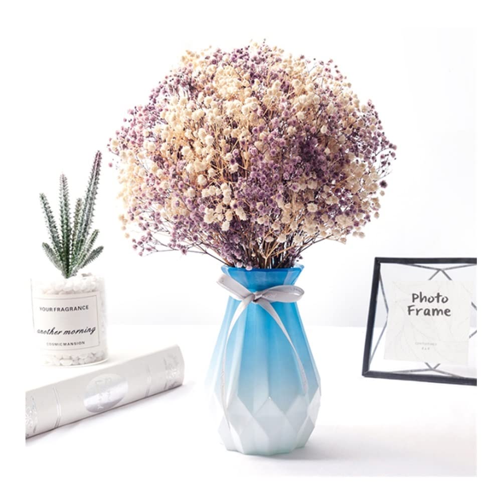 XDLEDMKIZ DIY Artificial Flowers Baby's Breath Flowers, Fake Flower Gypsophila Bouquets with Vase for Home Dining Table Window