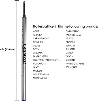 Conklin Non-dry Ceramic Rollerball Refill, Blue (2 pcs tube)