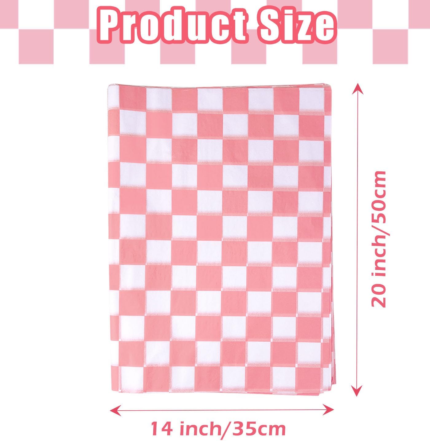 MUNILAIL 100 Sheets Checkered Tissue Paper 14 x 20 Inches Pink and White Gift Wrapping Paper Race Car Art Paper for Birthday Party Decorations Packaging Tissue Paper image 3