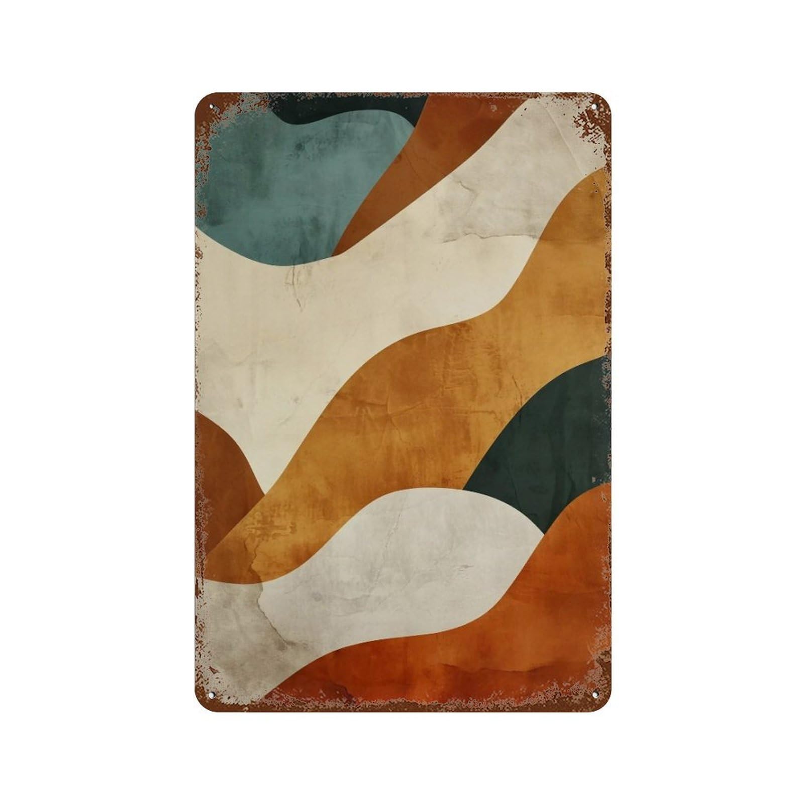 Wujhgrsg Style Retro Textured Curved Earth Abstract Shapes 01 Wall Art Retro Iron Vintage Metal Tin Sign Poster Modern Decor For Home Cofffee Club Bar Shop 30X20cm