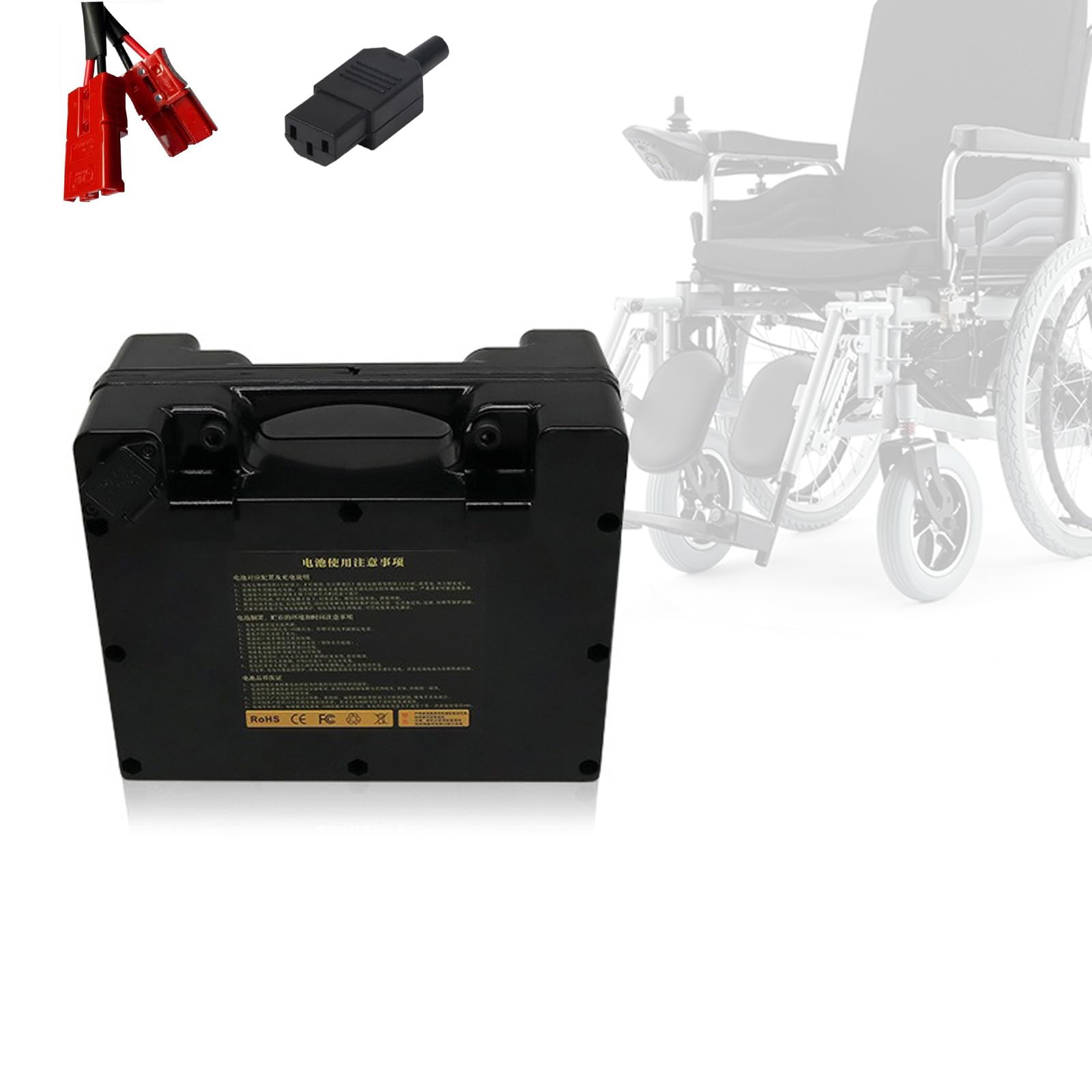 SSCYHT Electric Wheelchair Battery 24V Lithium Battery 15Ah 20Ah 25Ah 30Ah 35Ah 40Ah 50Ah 60Ah Replacement Battery with Charger for 250W-1400W Motor,24v 15ah