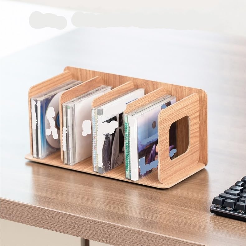 MRKU Porta Dischi, espositore per CD, Organizer per la casa, scaffale in Legno Creativo per Dischi e Film