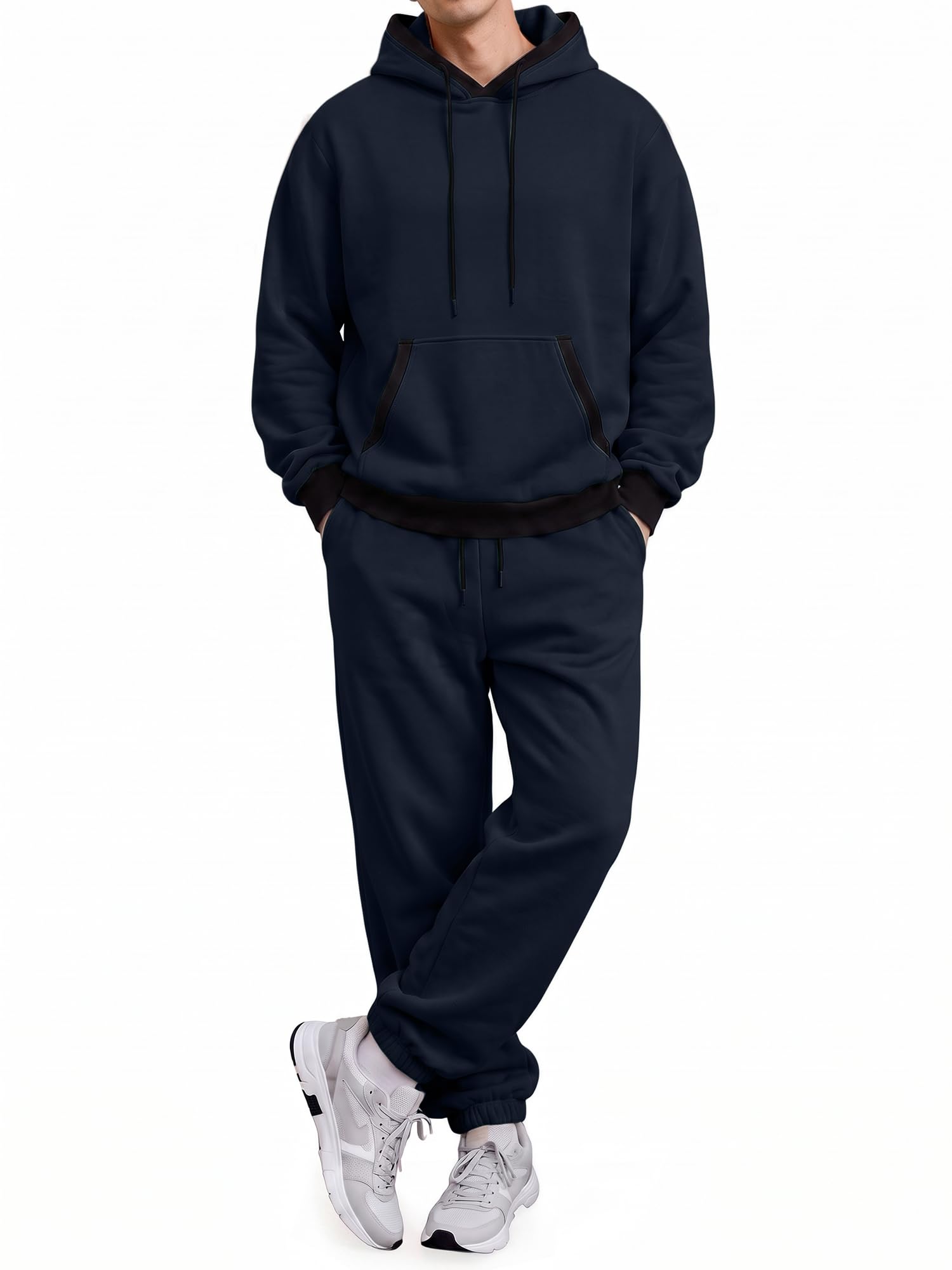 JMIERR Trainingsanzug Herren Fleece Tracksuits 2 Teiliges Jogging Anzug Set mit Taschen