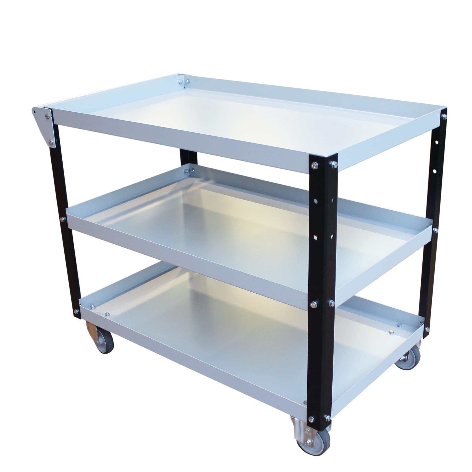 Carrello porta attrezzi da officina 3 vassoi – 400 kg, carrello porta utensili 4 ruote sterzanti, professionale e robusto per il trasporto di attrezzature o utensili pesanti