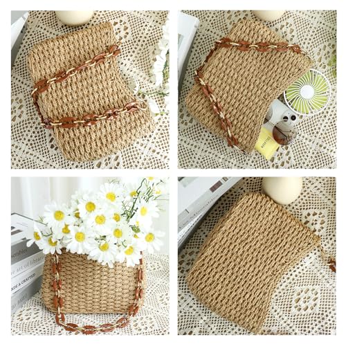 Bolso bandolera tejido de paja para mujer miniatura 6