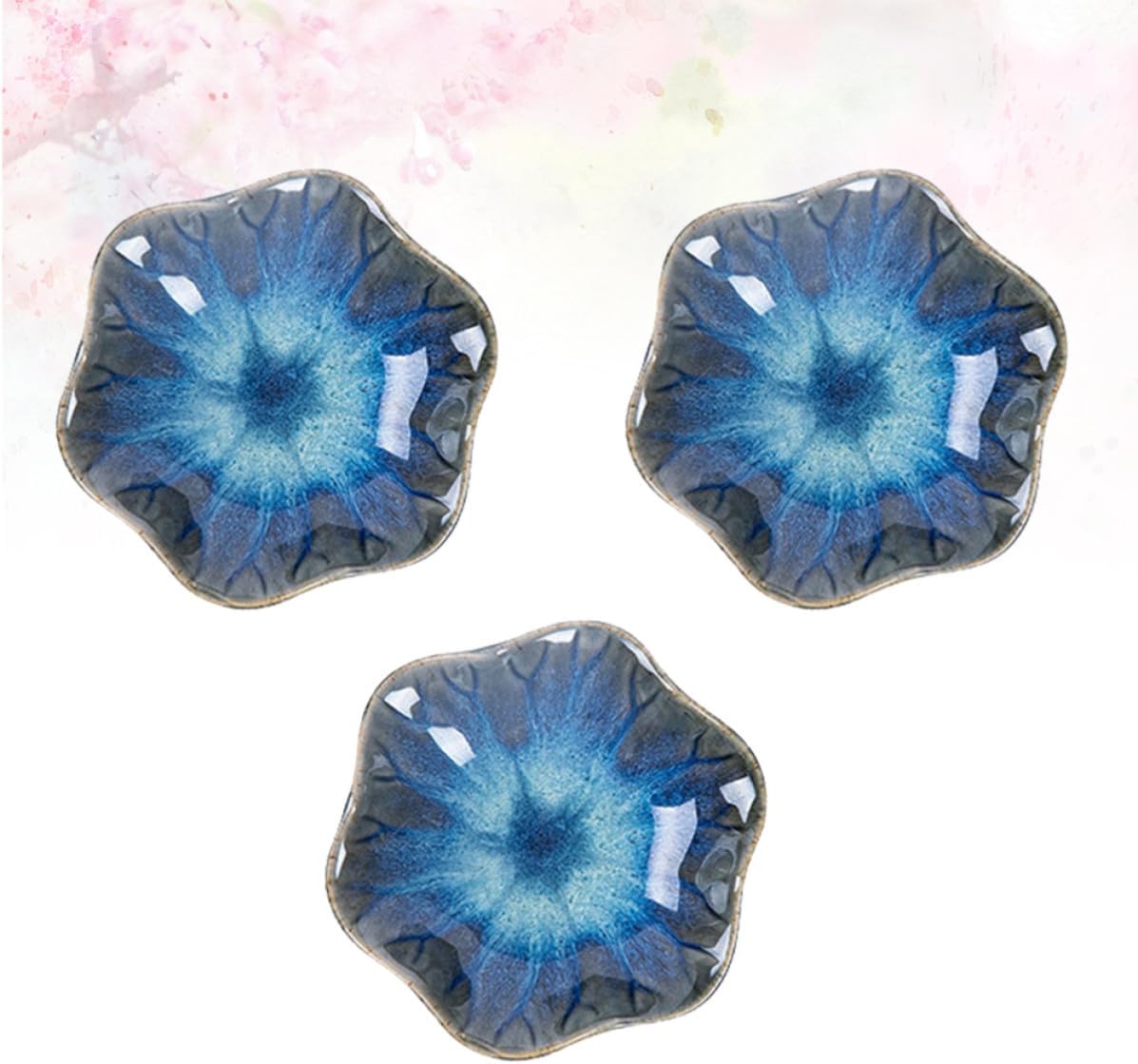COLLBATH Ceramic Lotus Leaf Dipping Sauce Dish 3pcs Japanese Style