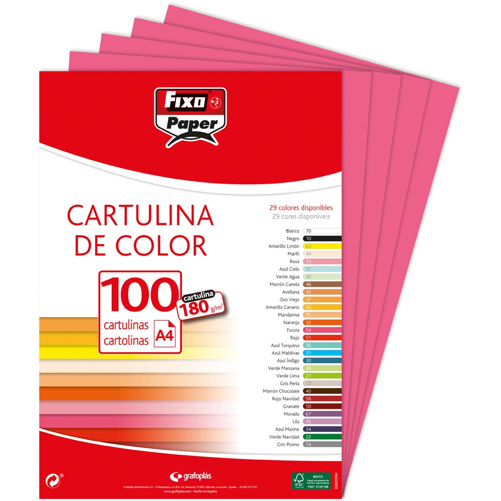 Fixo 11110454 – Pack of 100 Card, A4, Fuchsia