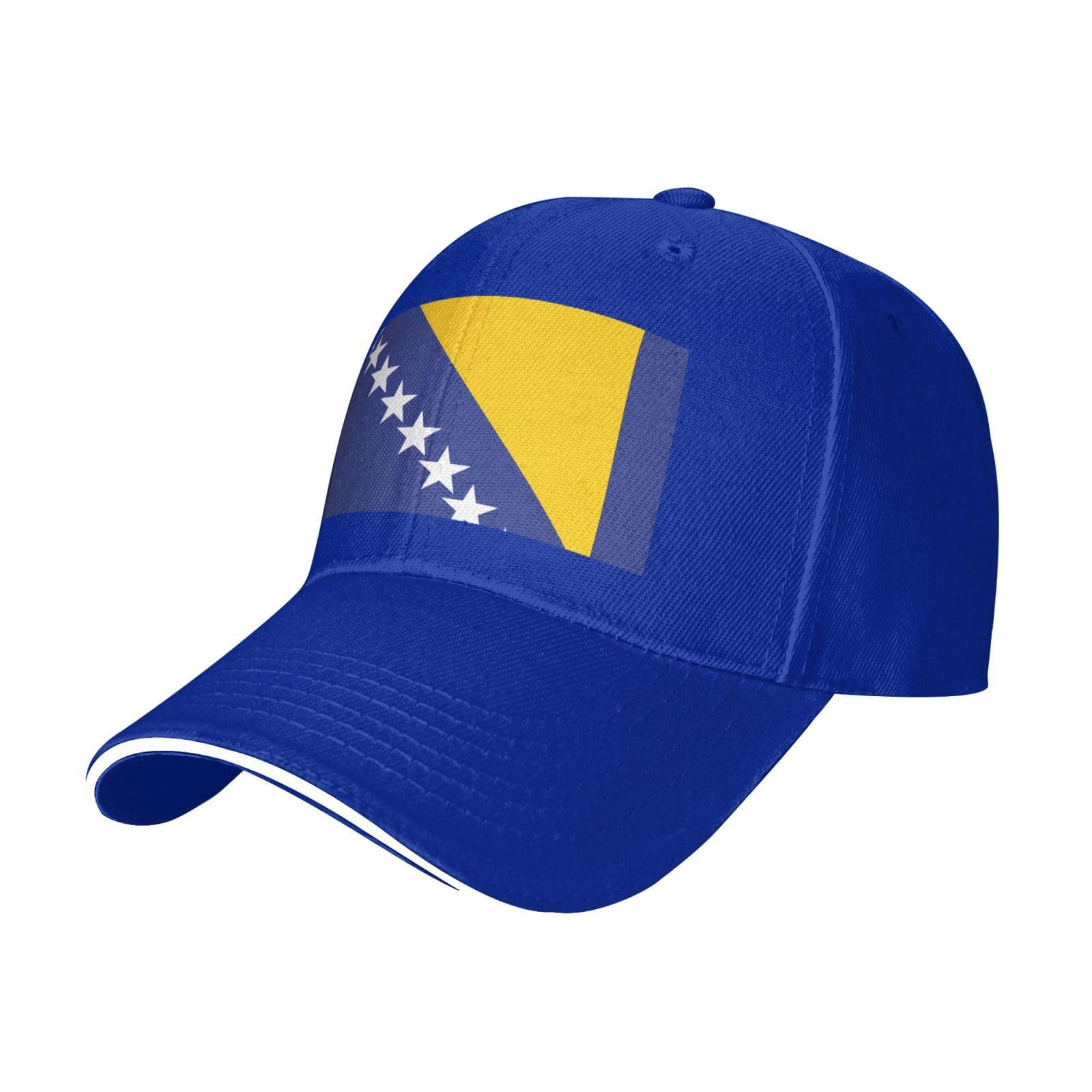 Hhbiuuo Unisex Blue Baseball Caps, Flag Of Bosnia And Herzegovina Print Adjustable Snapback Hats, Fashion Comfortable Sun Golf Dad Trucker Hat
