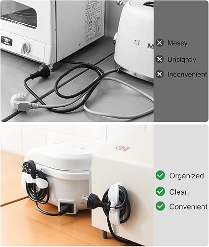 Miniatura 5 de Paquete de 3 organizadores de cables negros para electrodomésticos  Soporte de cables para envolver cables, organizador de cables para