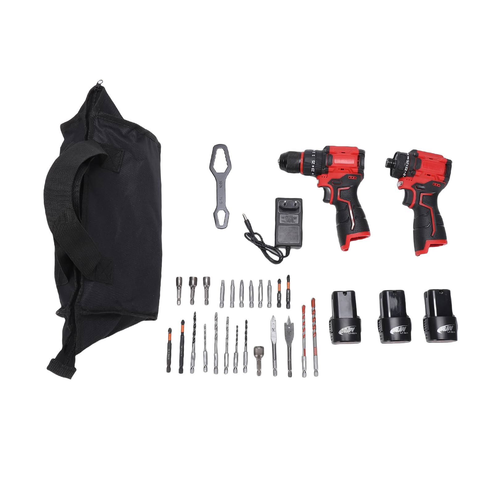 Perceuse à percussion sans fil ZASCHMOY, kit combiné 16,8 V, légère, avec 3 batteries, témoin de surcharge LED, pour le montage de meubles, prise UE 230 V.