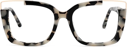 Vista 2 de VOOGLAM Gafas cuadradas de gran tamaño sin receta para mujer, luz azul y bloqueo UV400, marcos elegantes de acetato para computadora/teléfonos/TV