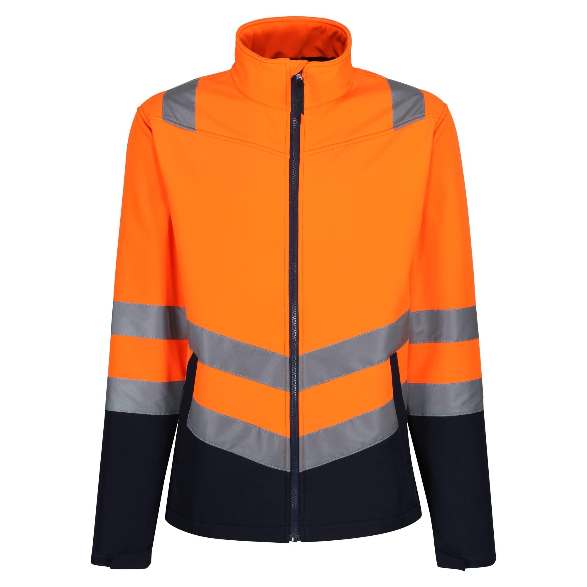 Regatta Professional Mens Hi-vis 2-layer Softshell Jacket, Orange/Navy, 3XL EU