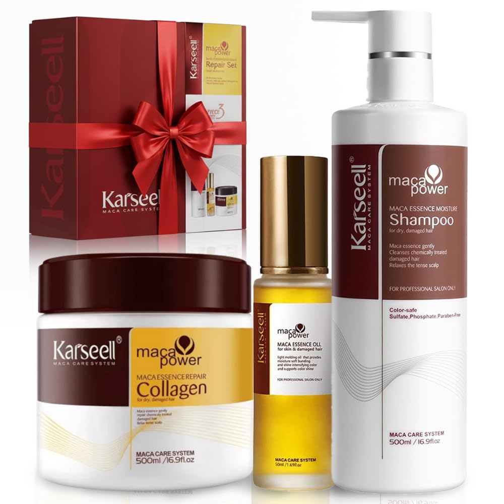karseell maca care system collagen hair mask argan oil serum moisturizing shampoo without sulphates repair shine intensive care dry stressed dyed blonde hair anti-frizz all hair types
