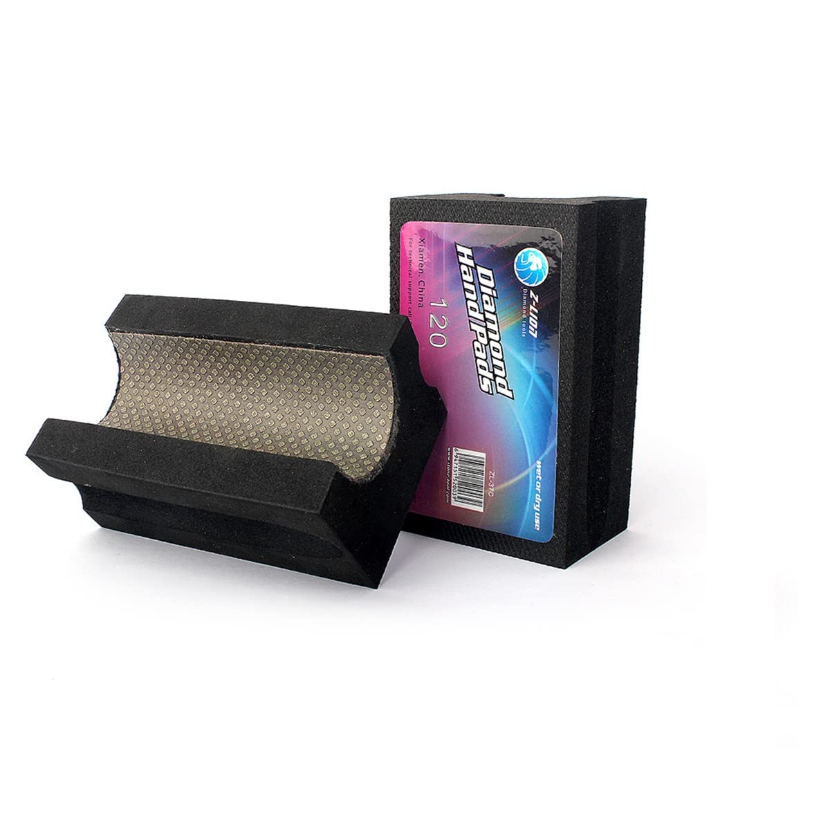 MACHSWON Electroplated Diamond Sanding Blocks Black V30 Polishing Grinding Hand Pads Block for Granite Marble Glass Stone 120 Grit