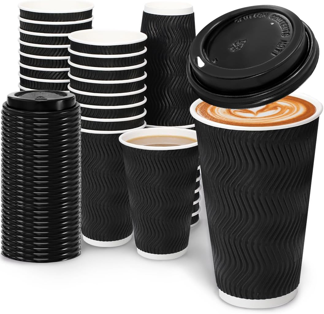 Amazon.com: Qunclay Disposable Coffee Cups with Lids,16 oz (80 Pack ...