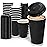 BYSNOW 16 oz Coffee Cups with Lids, 100 Pack Disposable Coffee Cups Insulated Ripple Paper Cups for Water, Juice, Espresso (Black 16 oz)
