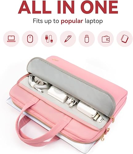 Miniatura 3 de Funda para laptop para mujeres y hombres, compatible con MacBookDellHPAcerASUS, maletín de transporte de hombro impermeable, rosa, 15.6-16 pulgadas