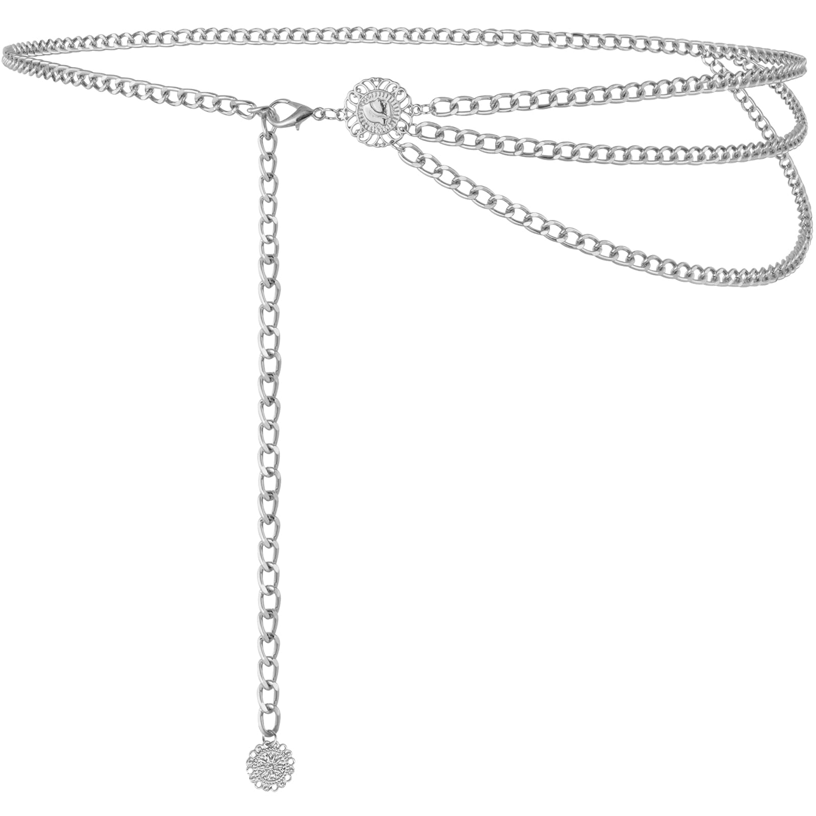 Alaoo Metalen ketting riem dames westerse metalen verstelbare taille ketting western jeans retro western jeans taille ketting voor jurken jeans stijlvol, A-150cm-Gold, metaallegering