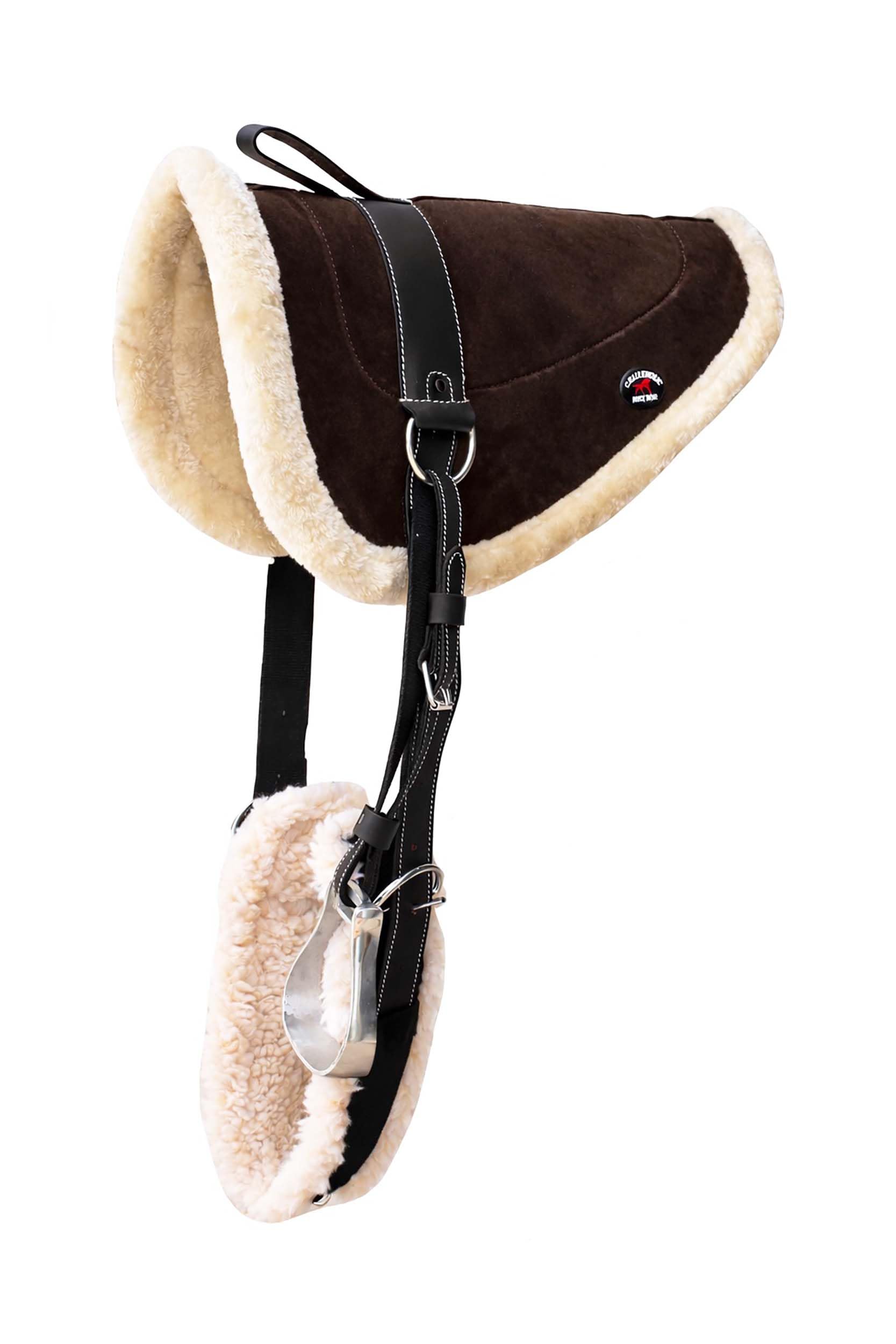 challenger Cavallo Sella, in Pelle Marrone Suade Bareback Pile Treeless 39141BR