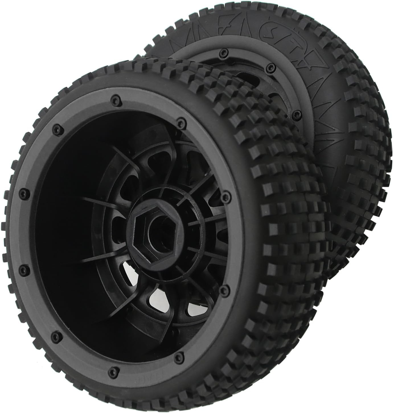 FLMLF Studded Tires kit Black 170 * 60MM for 1/5 Losi 5ive T Rovan Kingmotor X2 General Baja 5S SLT V5 Rc Car Parts