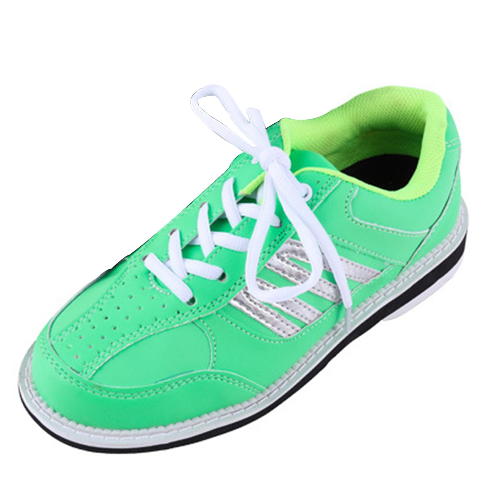 ONAIC Womens Bowling Shoes Leather Lightweight Breathable Bowl Trainers Non-Slip Indoor Bowling Sport Shoes