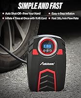 Vista 2 de Avid Power Compresor de aire de 12 V CC con medidor de presión digital, bomba de neumáticos de coche con luz LED, inflador de neumáticos de apagado