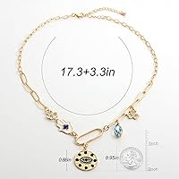 Vista 7 de Collar con dije de corazón de sol para mujer, chapado en oro de 18 quilates, collar con dije de corazón de cadena gruesa, collar de hip hop, collar