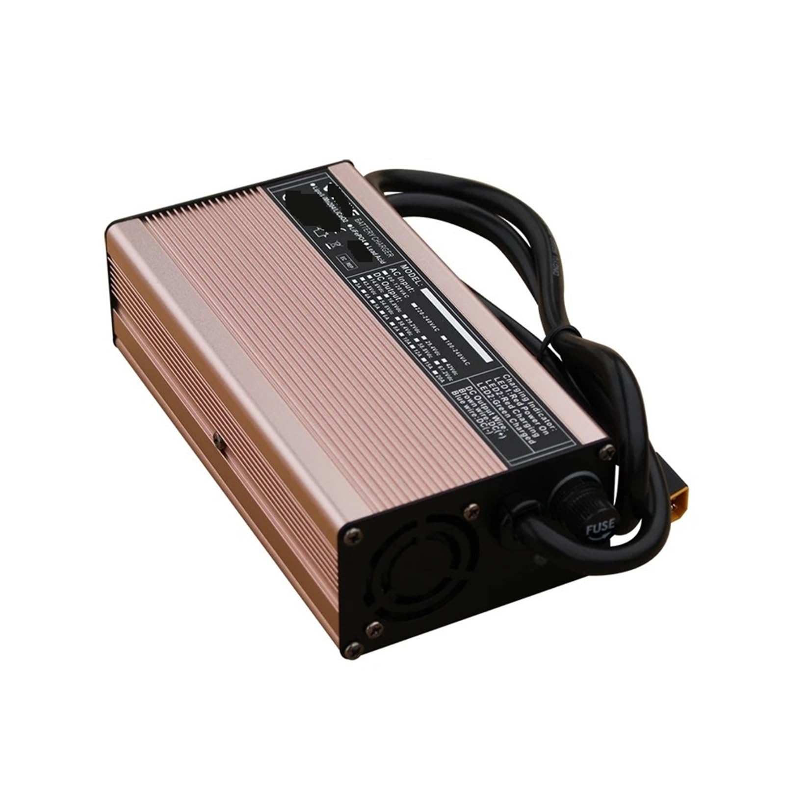 Caricabatterie per batterie al Piombo Caricabatterie 24V 20A for batterie al Piombo AGM Gel, Riparazione a impulsi, Uscita di Carica 27,6V con Ventola, Guscio in Alluminio(Red Plugs,E+U 220V)