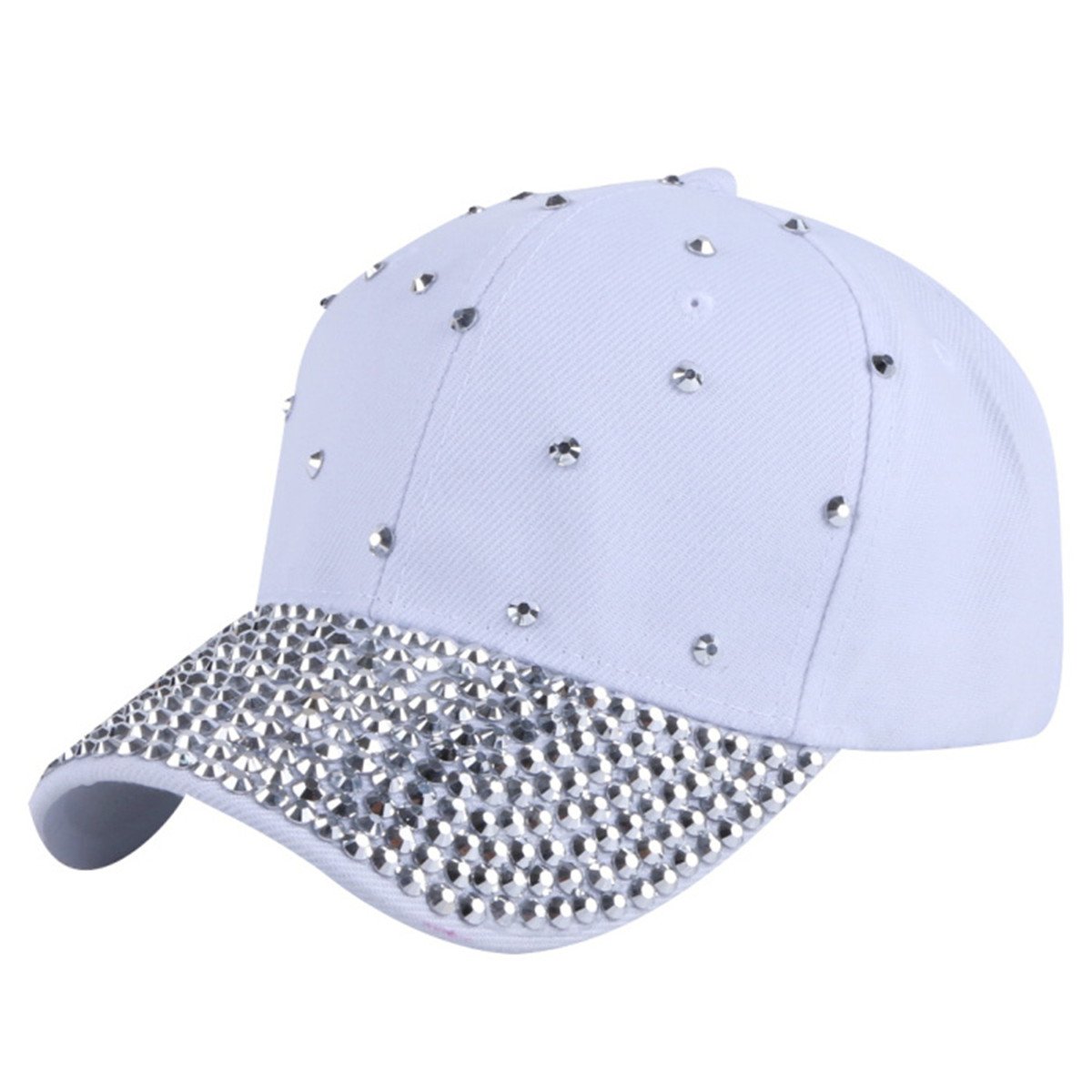 Women Girls Fashion Baseball Cap Bling Rhinestone Beads Casual Hats