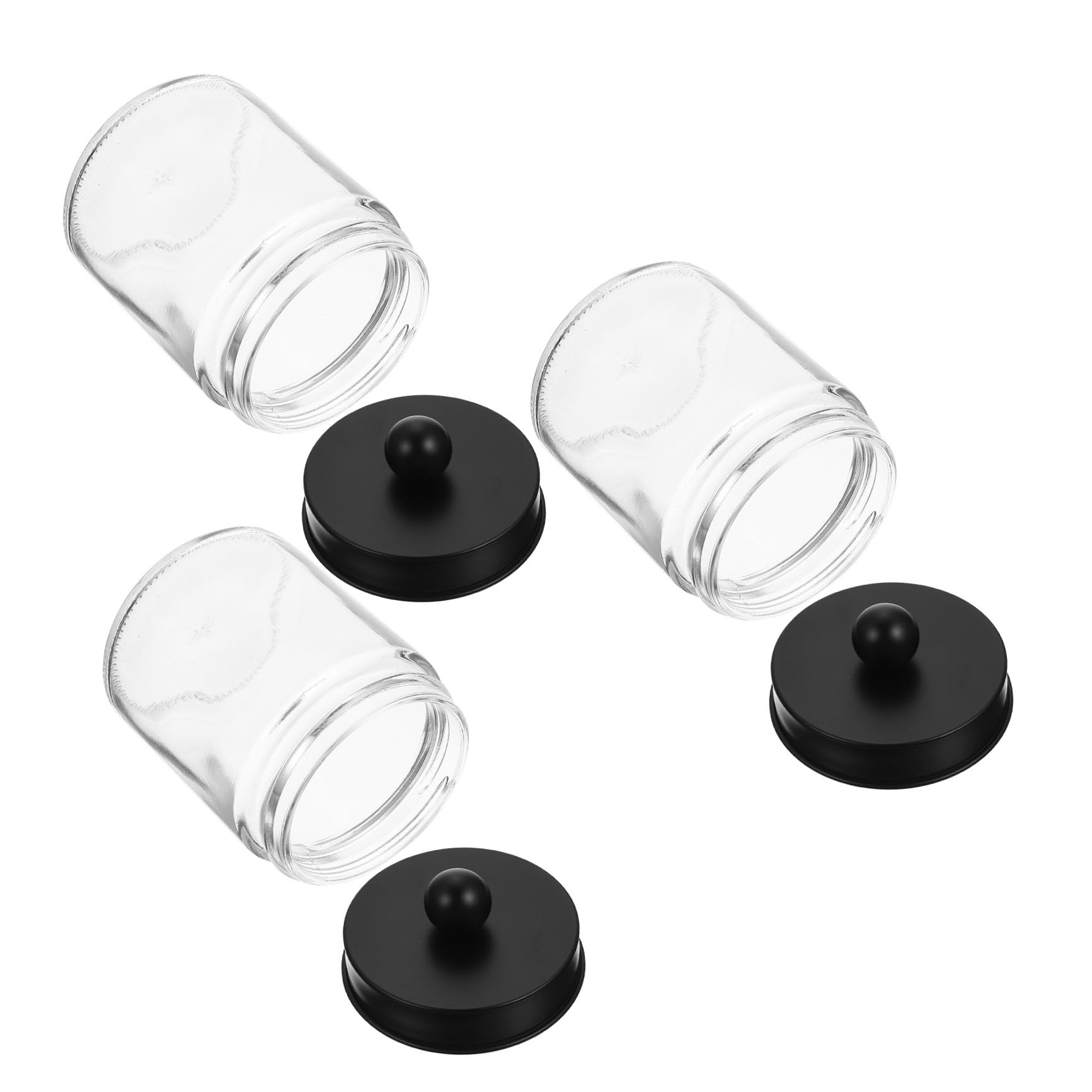 3 Stück-pack Glas Watteballspender mit Edelstahl Dichtdeckeln Transparenter Vorratsbehälter für Badezimmer Leichter Organizer für Wattepads und Wattestäbchen
