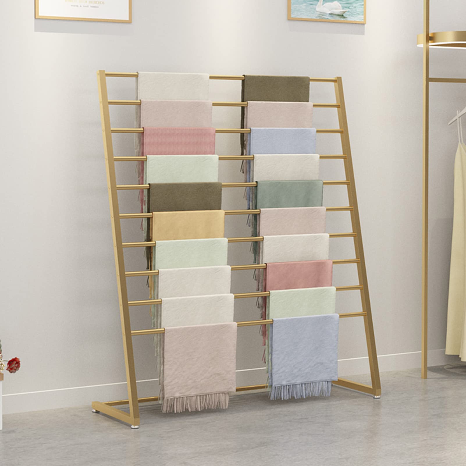 Supporto per sciarpe in metallo per organizzare i vestiti, espositore multifunzione per coperte, lenzuola, scialli, cinture, pantaloni, cravatte e altro ancora, scaffale e supporto commerciale