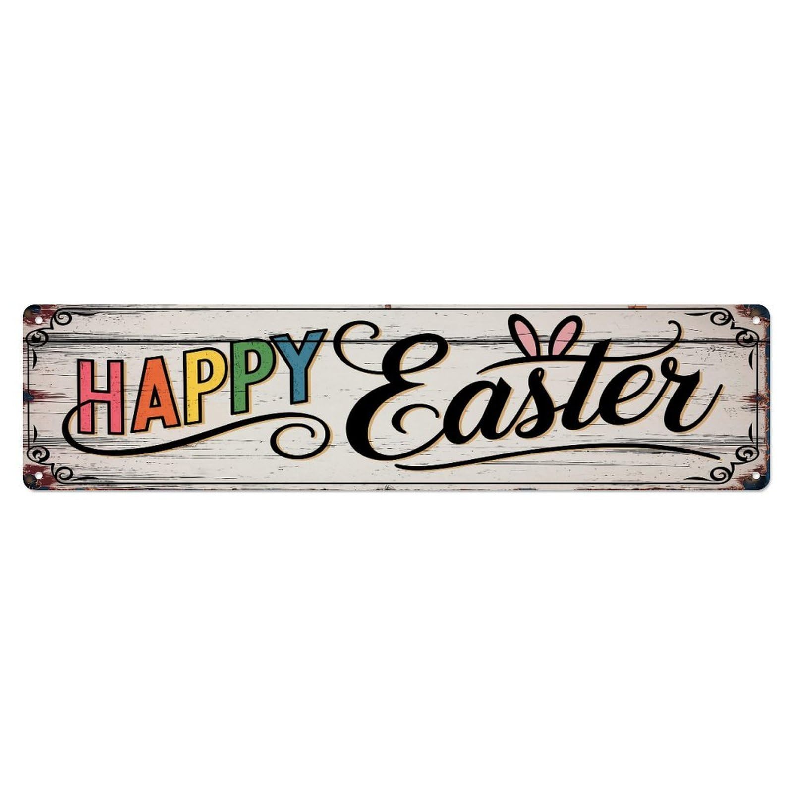 Happy Easter Bunny Ears Sign Metal Tin Sign Plaque
