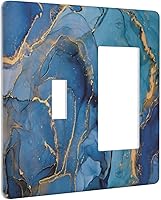 Vista 26 de Placa de pared doble basculante de mármol azul, cubierta decorativa de interruptor de luz de 2 cuadras, moderna acuarela degradada, arte de tinta