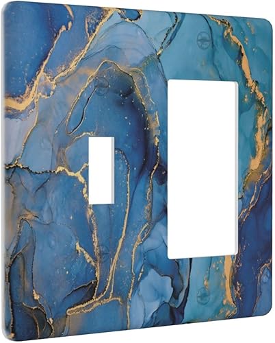 Miniatura 26 de Placa de pared doble basculante de mármol azul, cubierta decorativa de interruptor de luz de 2 cuadras, moderna acuarela degradada, arte de tinta