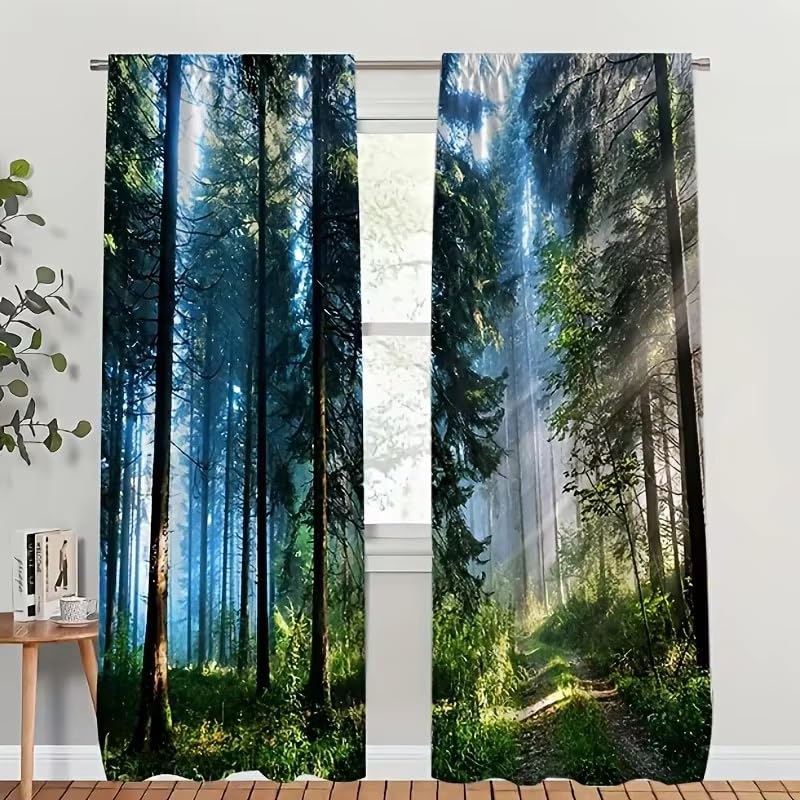 IKDZCM 2 Cortinas con Estampado de Caminos forestales brumosos, diseñadas para filtrar la luz y Crear un Ambiente Natural en tu hogar (Ancho x Alto: 2 x 125 x 180 cm)